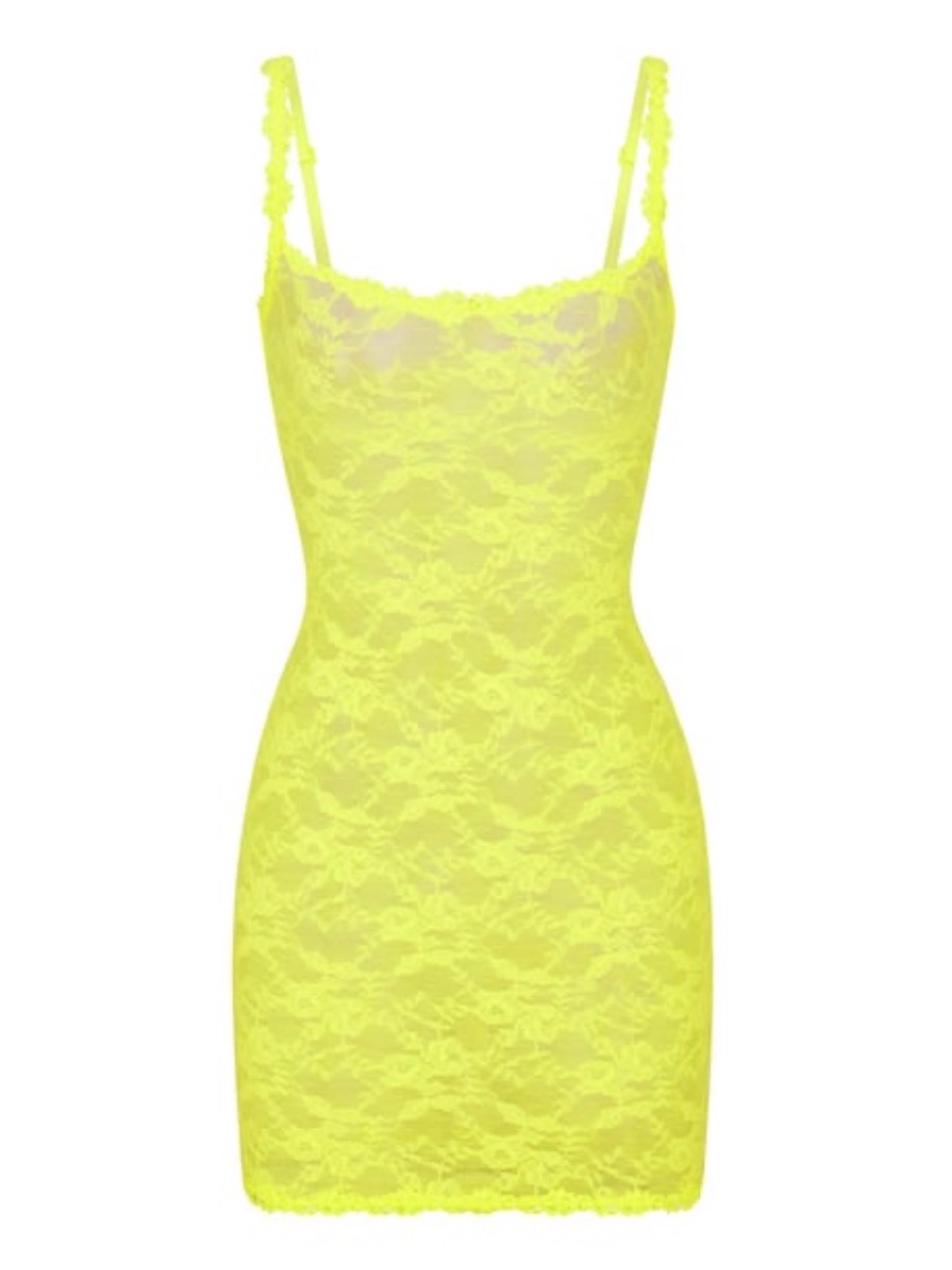 Skims Neon Yellow Lace Mini Dress Size L | Worn Once | Bodycon